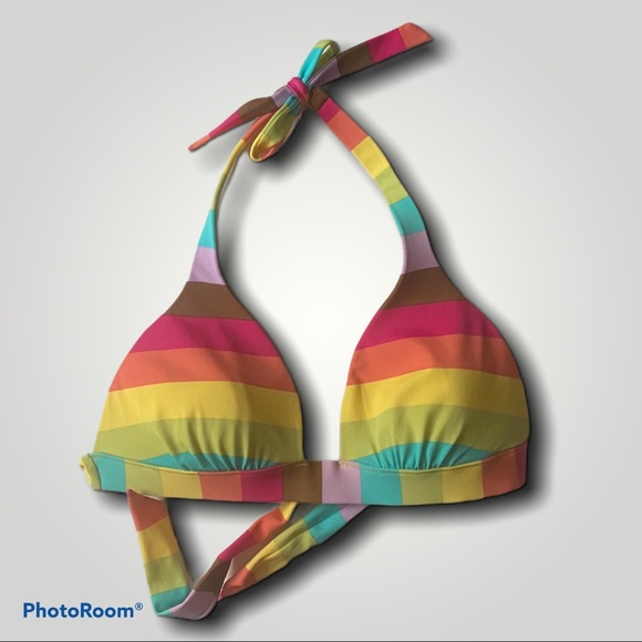 Victoria's Secret Other - Victoria's Secret Multicolor Striped Triangle Tie Bikini Top